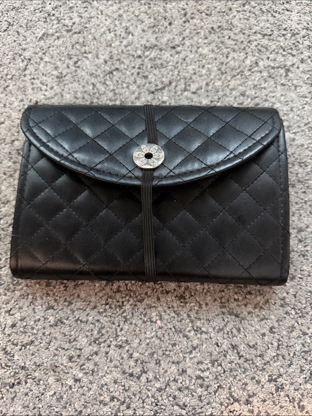 Classic Quilted Fold-Over Coupon Wallet - Black